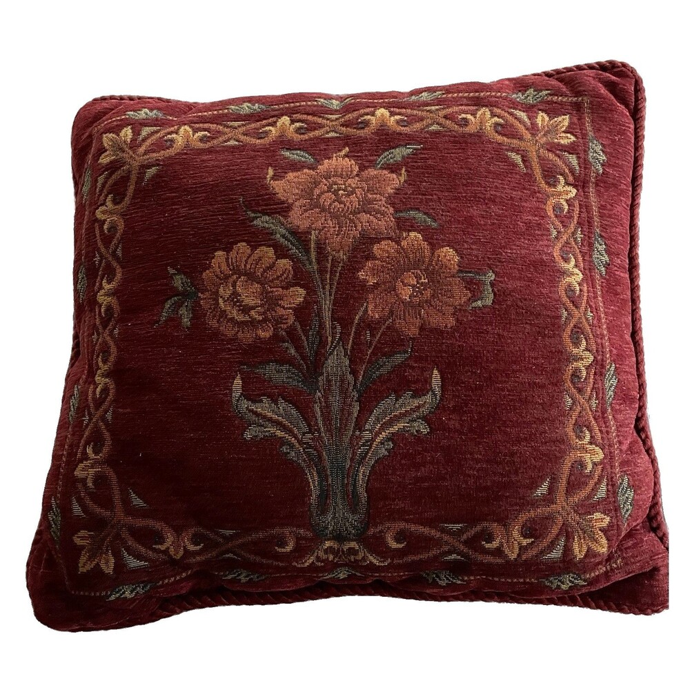 Unbranded Floral Tapestry Pillow 15"x16" Rich Colors